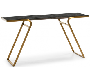 Konsolbord i stål og genbrugstræ 160 x 45 cm - Antik guld/Natur