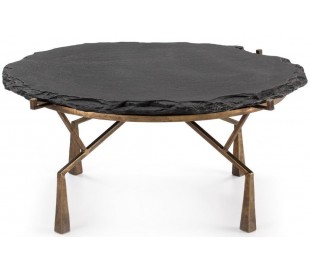 Konsolbord i jern og sten B107 cm - Antik guld/Sort 2