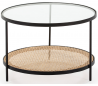 Sofabord i stål, rattan og glas Ø66 cm - Sort/Natur