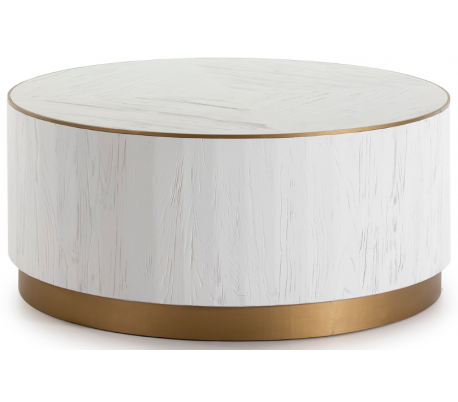 Konsolbord i metal og træ B150 cm - Antik hvid/Antik guld