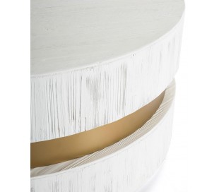 Sofabord i metal og træ Ø100 cm - Antik hvid/Antik guld 2