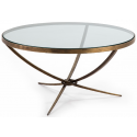 Sofabord i metal og glas Ø80 cm - Antik bronze/Klar