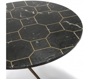 Sofabord i marmor og metal Ø82 cm - Antik guld/Hvid marmor 2