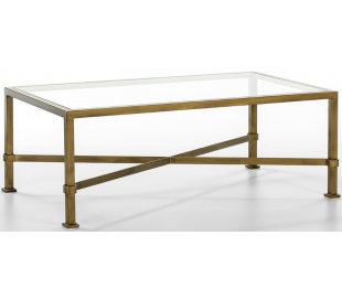 Sofabord i marmor, glas og metal 111 x 76 cm - Antik guld/Hvid marmor