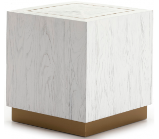 Sofabord i metal og træ Ø100 cm - Antik hvid/Antik guld