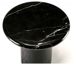 Sofabord i marmor og træ Ø70 cm - Sort/Sort marmor 2