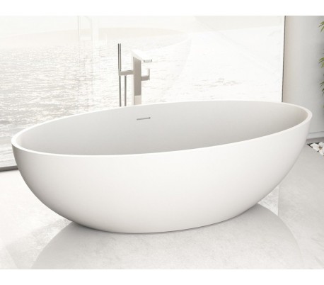 Ideavit Solidharmony fritstående badekar 175 x 100 cm Solid surface - Mat hvid