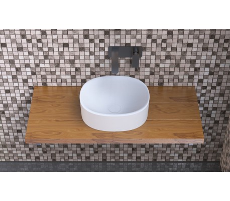 Ideavit Solidfloat-40 bordmonteret håndvask Ø40 cm Solid surface - Mat hvid