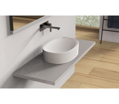 Ideavit Solidcliff-40 bordmonteret håndvask 40 x 35 cm Solid surface - Mat hvid
