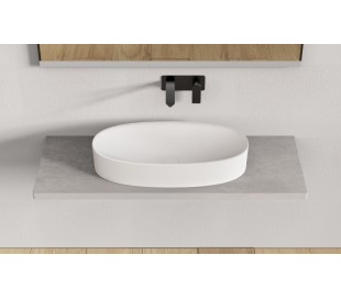 Ideavit Solidcliff-50 bordmonteret håndvask 50 x 35 cm Solid surface - Mat hvid 2