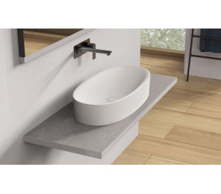 Ideavit Solidcliff-50 bordmonteret håndvask 50 x 35 cm Solid surface - Mat hvid
