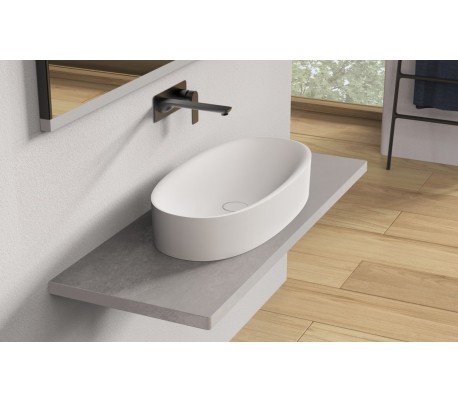 Ideavit Solidcliff-50 bordmonteret håndvask 50 x 35 cm Solid surface - Mat hvid