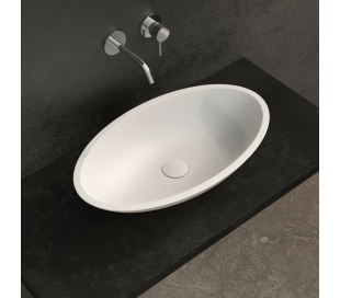 Ideavit Solidcliff-70 bordmonteret håndvask 70 x 35 cm Solid surface - Mat hvid