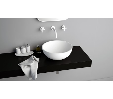 Ideavit Solidmicro bordmonteret håndvask Ø23 cm Solid surface - Mat hvid