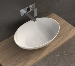 Ideavit Solidthin bordmonteret håndvask Ø39 cm Solid surface - Mat hvid 2