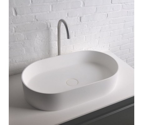 Ideavit Solidthin bordmonteret håndvask 60 x 35 cm Solid surface - Mat hvid