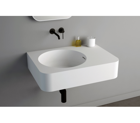 Ideavit Soliddual vægmonteret håndvask 49 x 43 cm Solid surface - Mat hvid