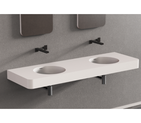 Ideavit Solidbrio vægmonteret håndvask 90 x 48 cm Solid surface - Mat hvid