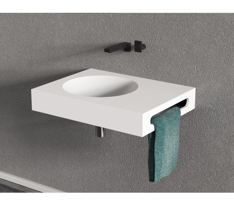 Ideavit Solidbrio vægmonteret håndvask 45 x 33 cm Solid surface - Mat hvid