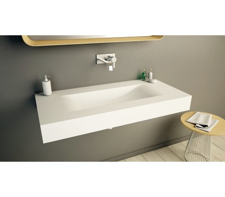 Ideavit Solidbrio vægmonteret håndvask 90 x 48 cm Solid surface - Mat hvid
