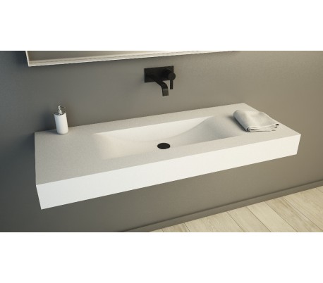 Ideavit Solidvolo vægmonteret håndvask 100 x 48 cm Solid surface - Mat hvid