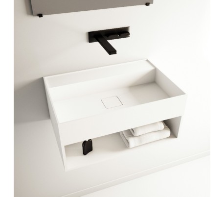 Ideavit Solidbliss vægmonteret håndvask 30 x 30 cm Solid surface - Mat hvid