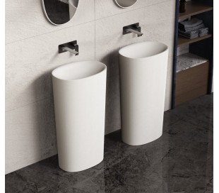 Ideavit Solidcliff-50 bordmonteret håndvask 50 x 35 cm Solid surface - Mat hvid