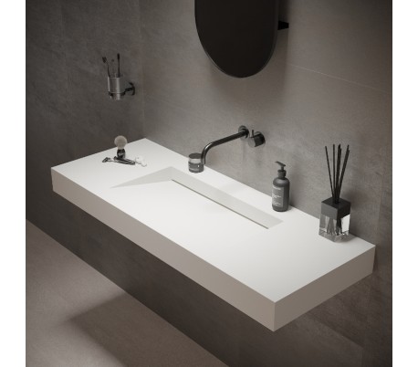 Ideavit Solidsquare vægmonteret håndvask 120 x 46 cm Solid surface - Mat hvid
