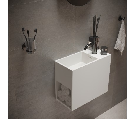 Ideavit Solidwash vægmonteret håndvask 45 x 22 cm Solid surface - Mat hvid