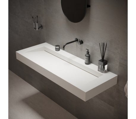 Ideavit Solidsquare vægmonteret håndvask 120 x 46 cm Solid surface - Mat hvid