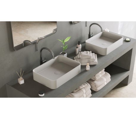 Ideavit Solidthin bordmonteret håndvask 50 x 35 cm Solid surface - Mat hvid