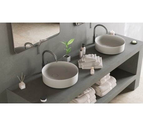 Ideavit Solidthin bordmonteret håndvask Ø40 cm Solid surface - Mat hvid