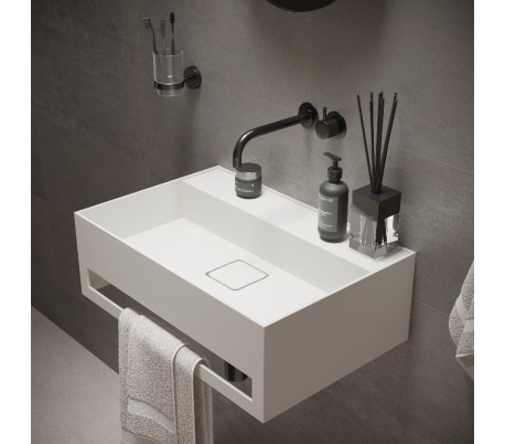 Ideavit Solidbliss vægmonteret håndvask 60 x 40 cm Solid surface - Mat hvid