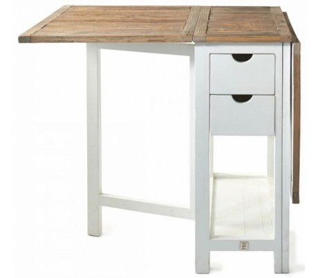 Barbord i genanvendt elmetræ og jern 70 x 70 cm - Sort/Natur