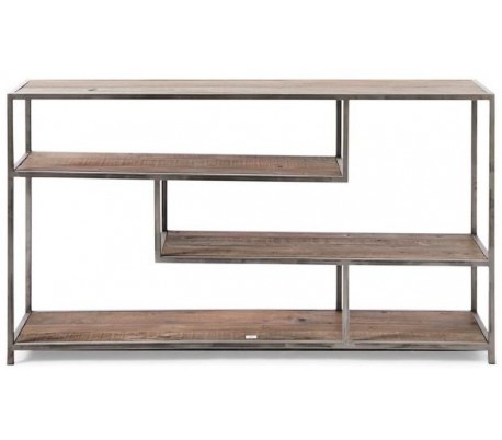 Skrivebord i genanvendt elmetræ og jern 150 x 70 cm - Sort/Natur