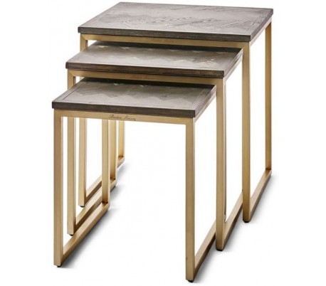 Konsolborde i genanvendt egetræ og stål 110/120 cm - Antik guld/Antik sort