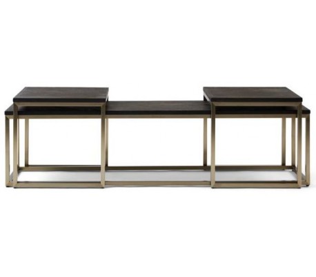 Sofaborde i ask træ og stål H49/55 cm - Rustfri stål/Sort