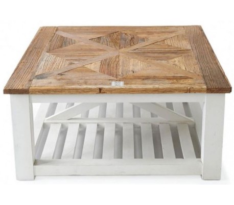 Konsolbord i genanvendt elmetræ 160 x 46 cm - Antik hvid/Natur