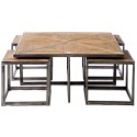 Sofabord i genanvendt egetræ og stål 130 x 60 cm - Antik jerngrå/Antik brun