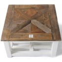 Sofabord i genanvendt elmetræ 90 x 90 cm - Antik hvid/Natur