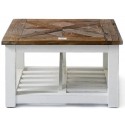 Sofabord i genanvendt elmetræ 90 x 90 cm - Antik hvid/Natur