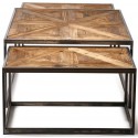 Sofaborde i genanvendt egetræ og stål 100 x 100 cm - Antik jerngrå/Antik brun