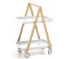 Rullevogn/Barbord i metal og træ H78 x B50 cm - Hvid/Natur