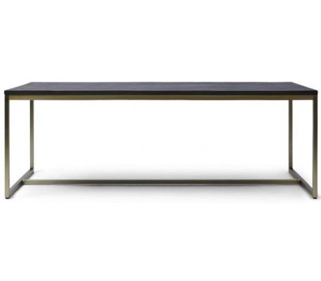 Spisebord i egetræ og stål 230/330 cm - Antik guld/Antik sort