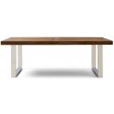 Spisebord i egetræ og stål 220 x 90 cm - Rustfri stål/Antik natur