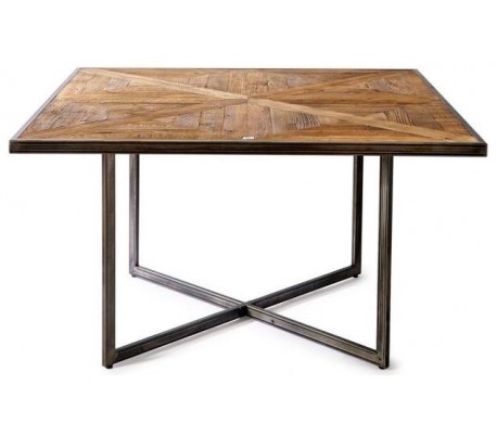 Spisebord i genanvendt egetræ og jern 220 x 90 cm - Antik jerngrå/Antik brun