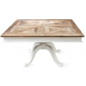 Spisebord i genanvendt elmetræ 130 x 130 cm - Antik hvid/Natur