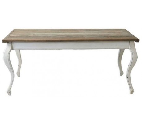 Spisebord i genanvendt elmetræ 160 x 90 cm - Antik hvid/Natur