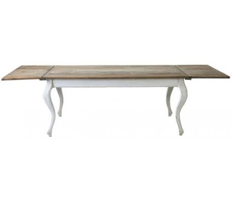 Spisebord i genanvendt elmetræ 180 x 90 cm - Antik hvid/Natur