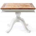 Spisebord i genanvendt elmetræ 130 x 130 cm - Antik hvid/Natur